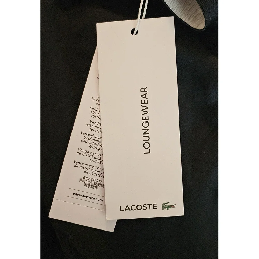 NWT Lacoste CROCODILE LOGO Cotton Stretch Knit Pajama Lounge Pants XXL Black